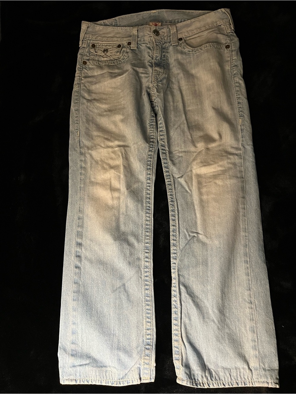 True Religion Men's Relaxed Jeans in Light Blue Wash